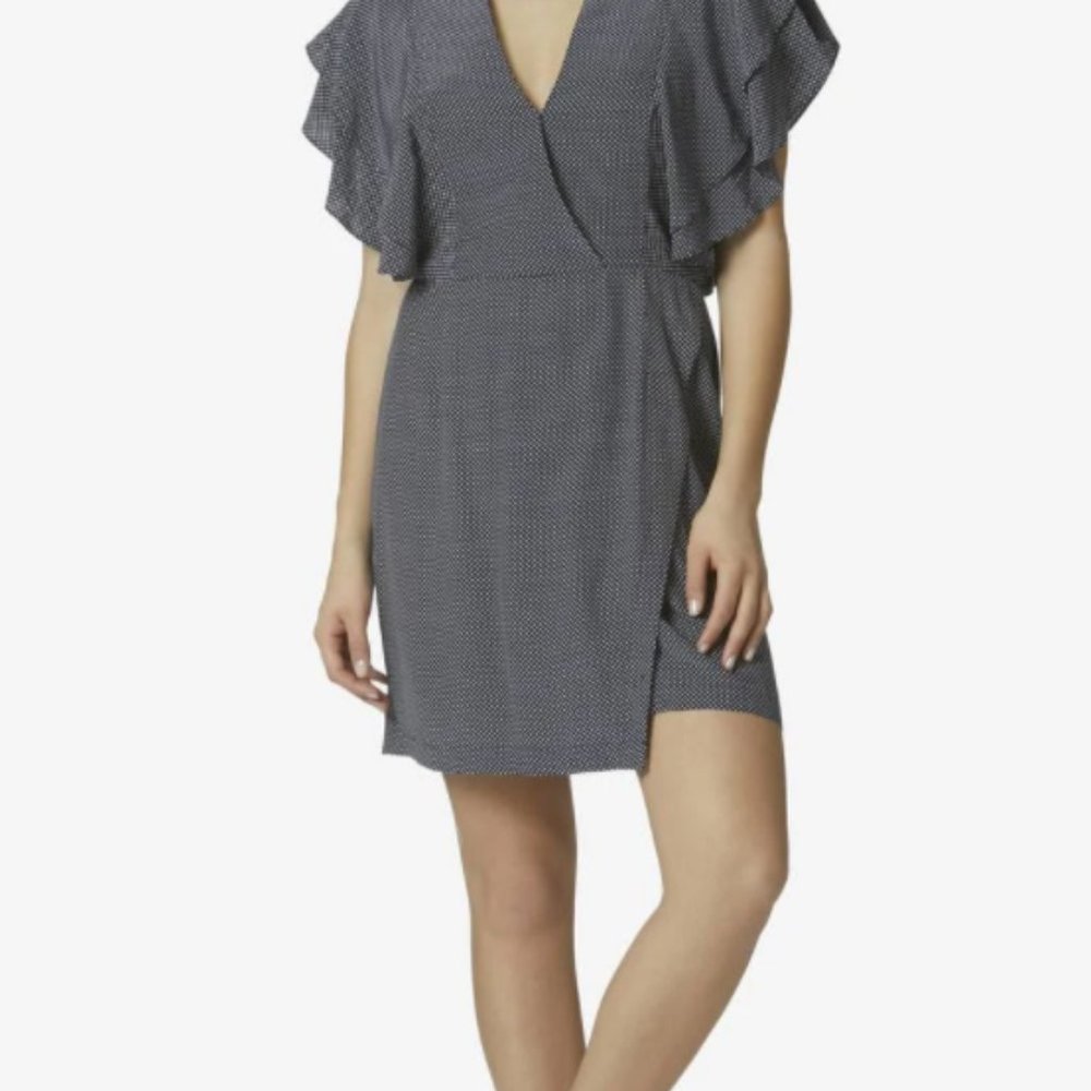 Avec Les Filles Polk-A-Dot Ruffle Sleeve Dress